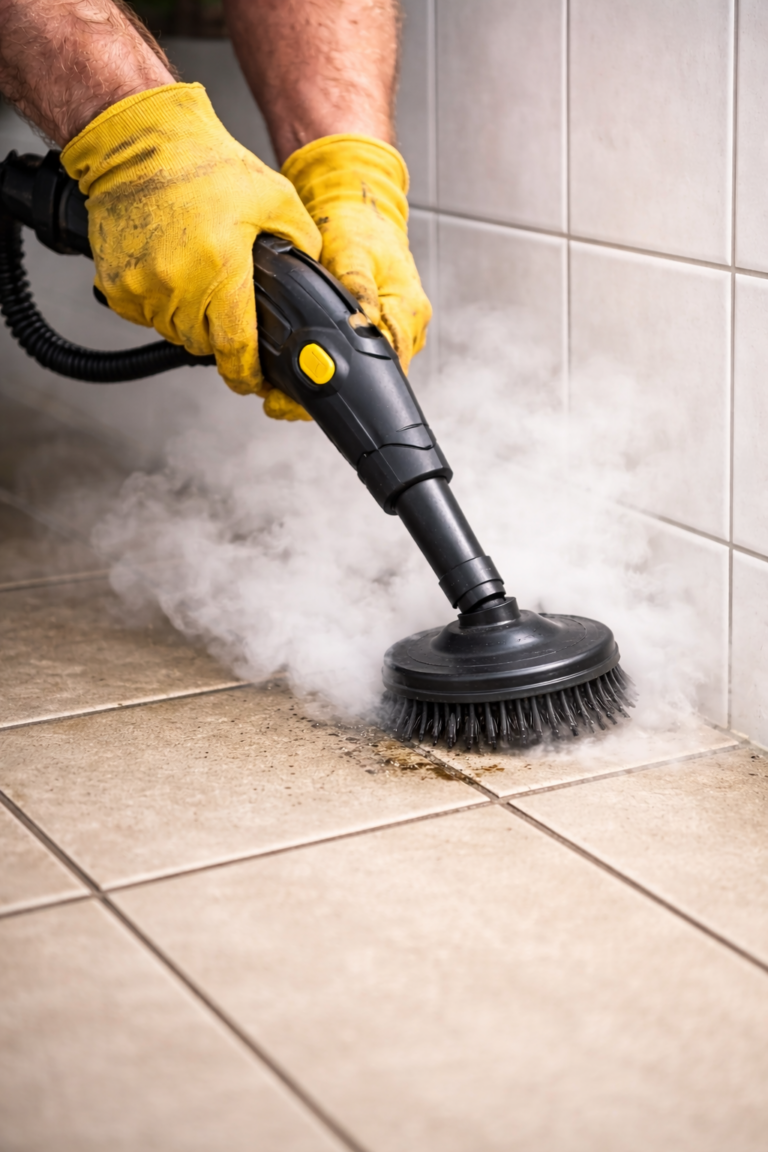 Fliesenreinigen mit Dampfreiniger Haushaltshilfe in Rostock