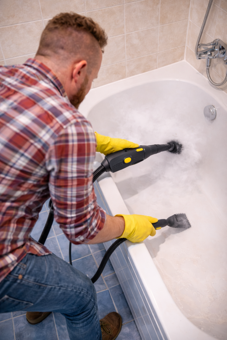 Badreinigung mit Dampfreiniger Haushaltshilfe in Rostock