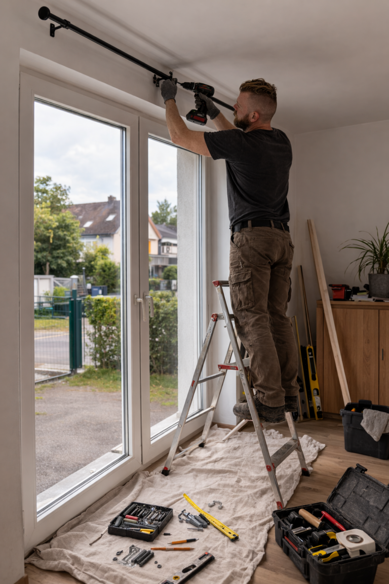 Gardinenstange anbringen im Rahmen der Kleinreparaturen in Rostock